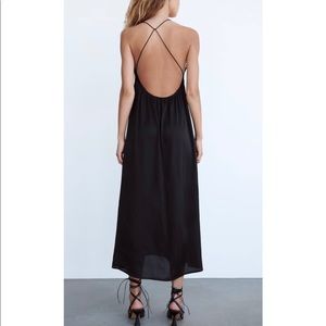 Zara Combination Slip Dress Black Lace Babydoll